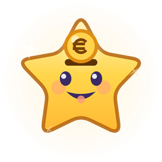 Luz, la mascota de HoraLuz: una estrella dorada sonriente con una moneda de euro en la frente.